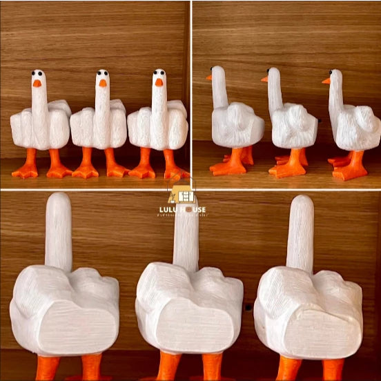 “DUCK YOU” Funny Duck Figurine Cute Middle Finger Duck Statue for Home Decor & Gifts