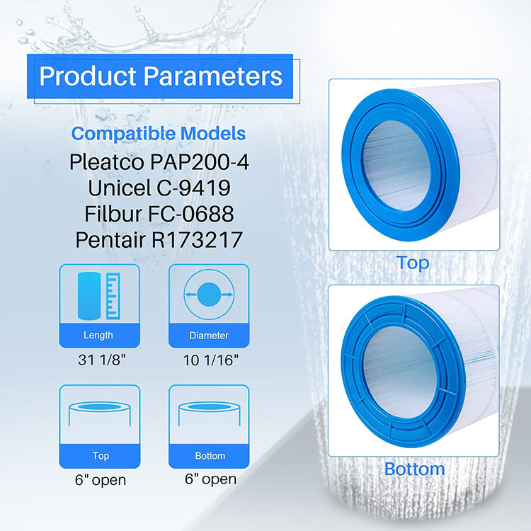 HydroClear™ 6 Inch Openings Pool Filter Cartridge  Fits Predator 200 & Pentair Clean & Clear 200