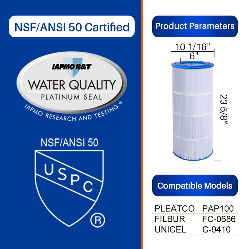 HydroClear™ PLF100A Pool & Spa Filter Cartridge 100 Sq. Ft. High-Flow REEMAY Filtration