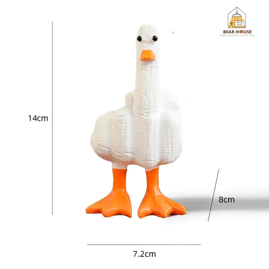 “DUCK YOU” Funny Duck Figurine Cute Middle Finger Duck Statue for Home Decor & Gifts