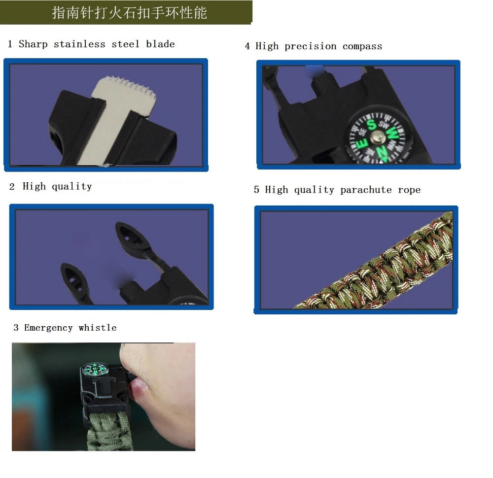 4-in-1 Emergency Survival Bracelet