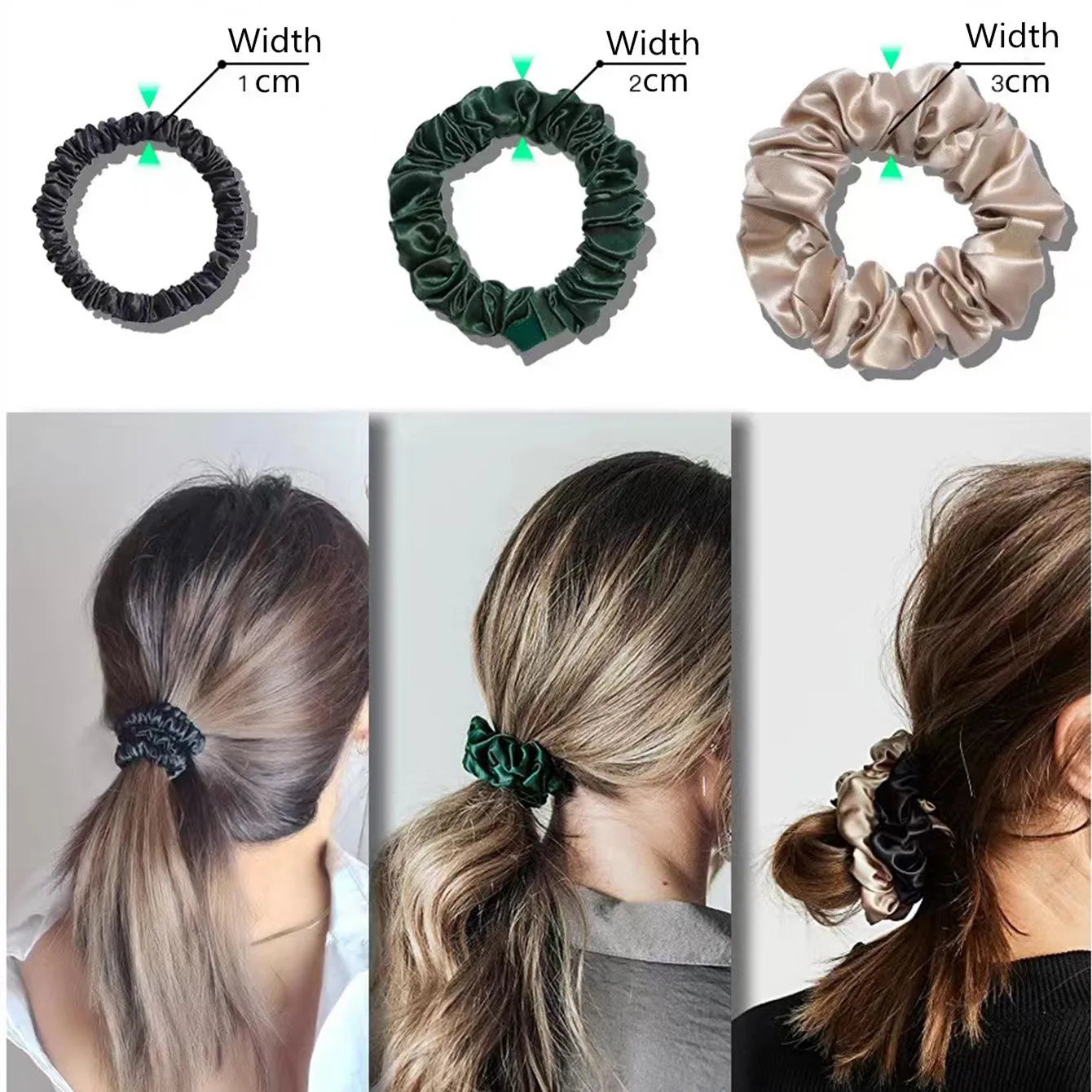 3PCS Mulberry Silk Hair Scrunchies