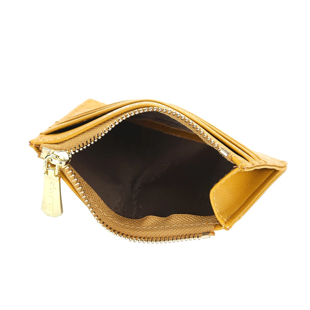 Mini Women's Slim Zipper Leather Wallet