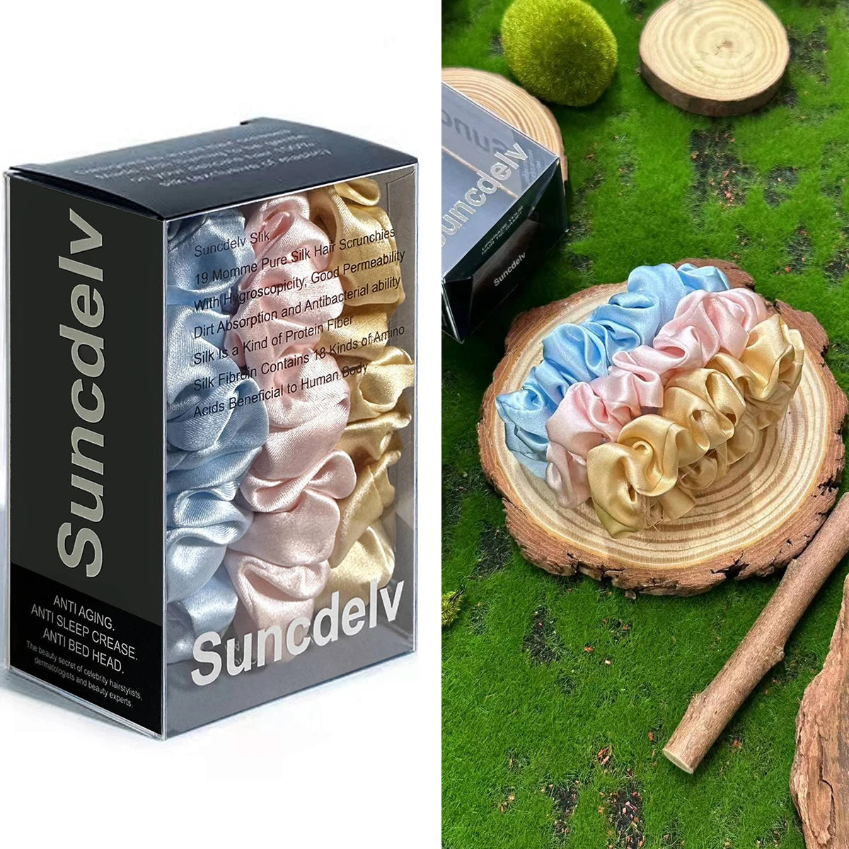 3PCS Mulberry Silk Hair Scrunchies