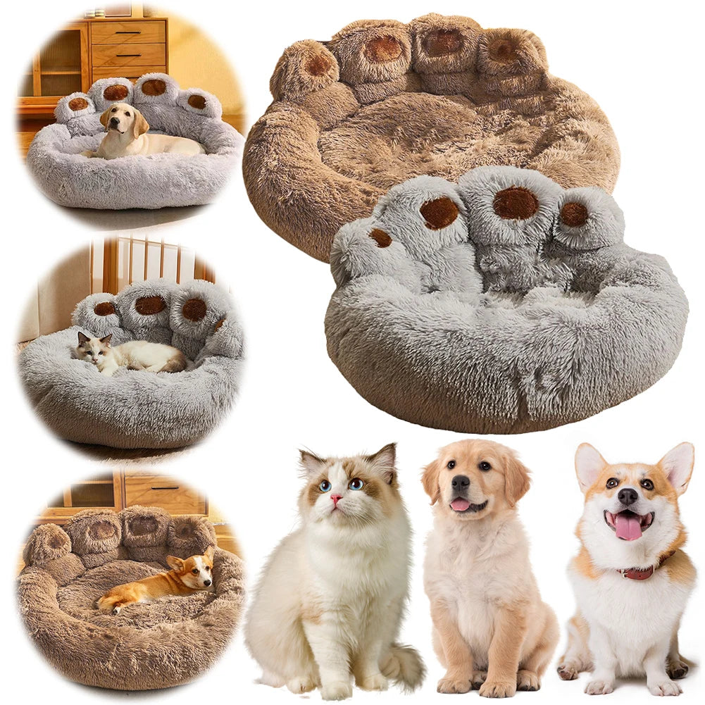 Paw Shape Plush Bed for Puppies and Kittens