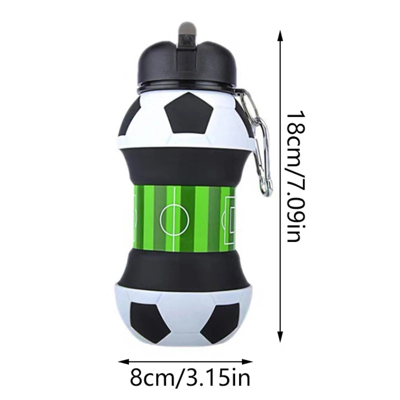 Football Shaped Folding Silicone Water Bottle