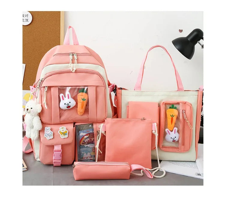 4-Piece Kawaii School Backpack Set