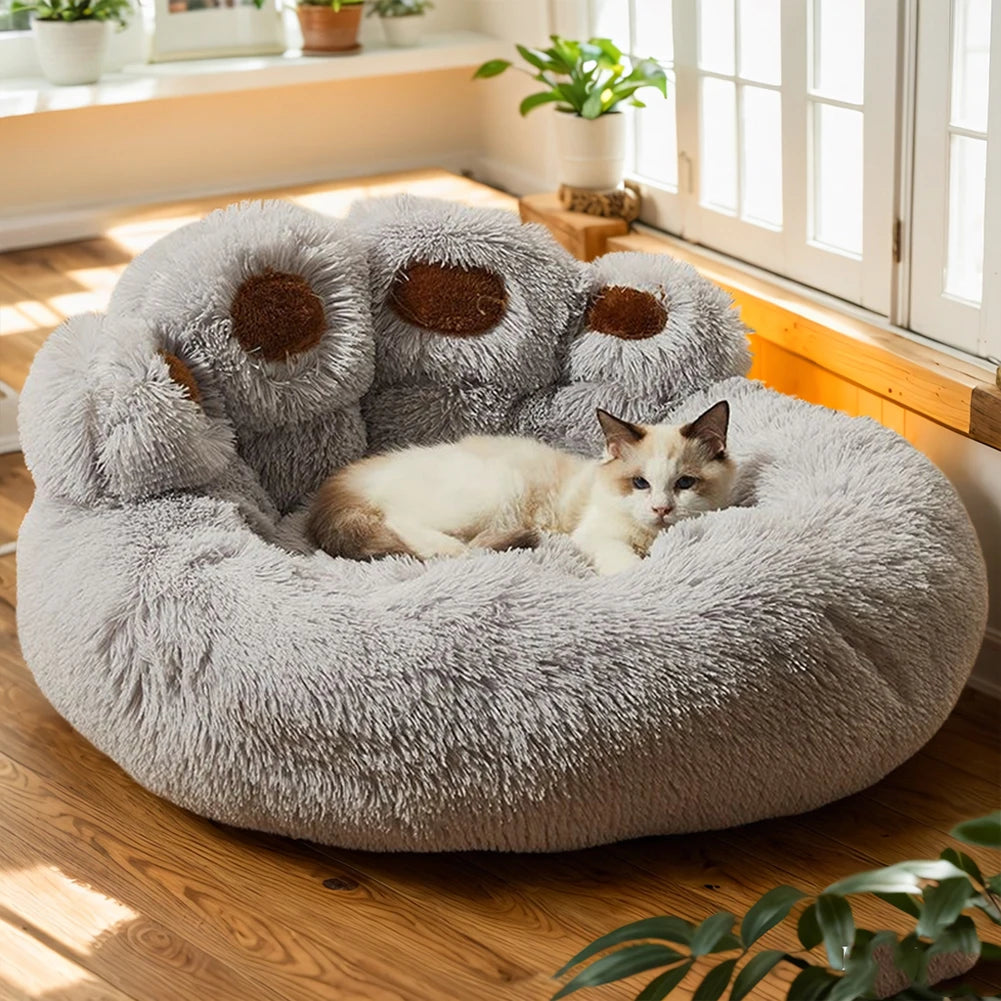 Paw Shape Plush Bed for Puppies and Kittens