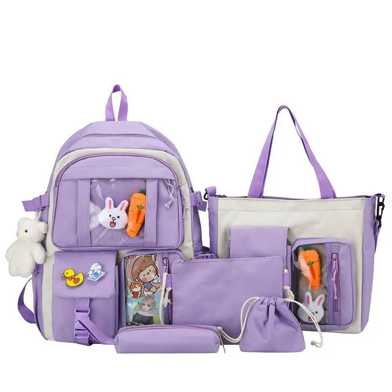 4-Piece Kawaii School Backpack Set