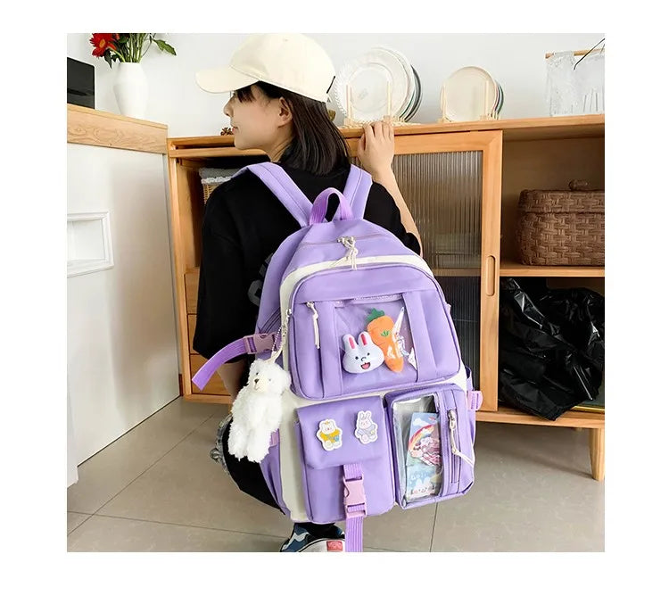 4-Piece Kawaii School Backpack Set