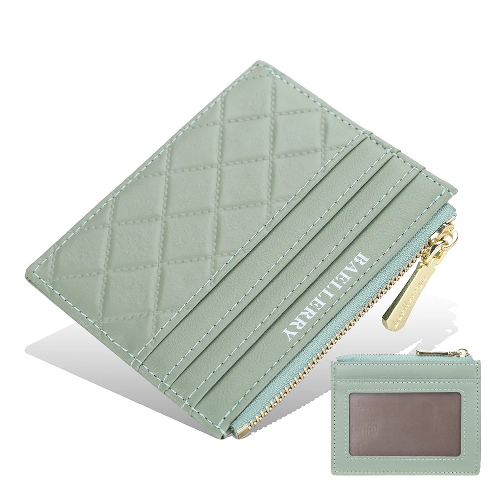 Mini Women's Slim Zipper Leather Wallet