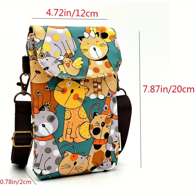 Kawaii Cat Print Crossbody Bag