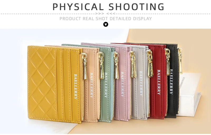 Mini Women's Slim Zipper Leather Wallet