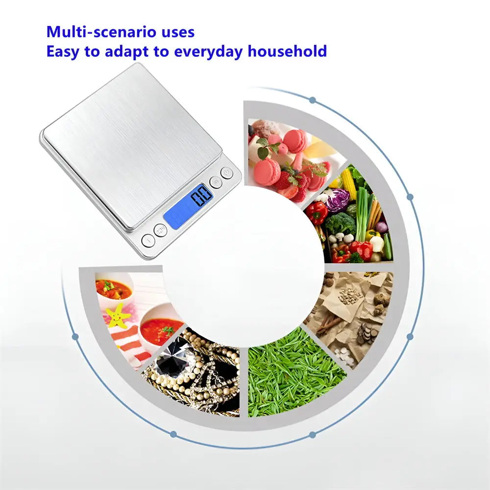 Digital Kitchen Scale - 500g/1kg/2kg/3kg Food & Jewelry Weight Scale