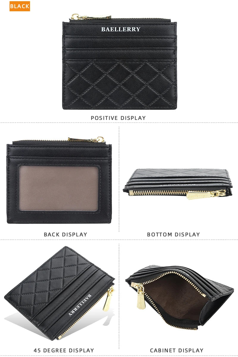 Mini Women's Slim Zipper Leather Wallet