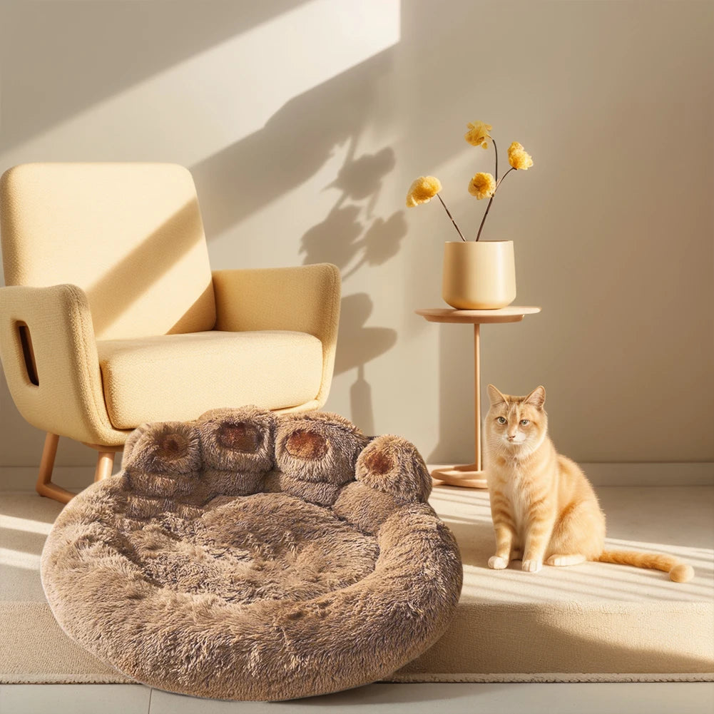 Paw Shape Plush Bed for Puppies and Kittens