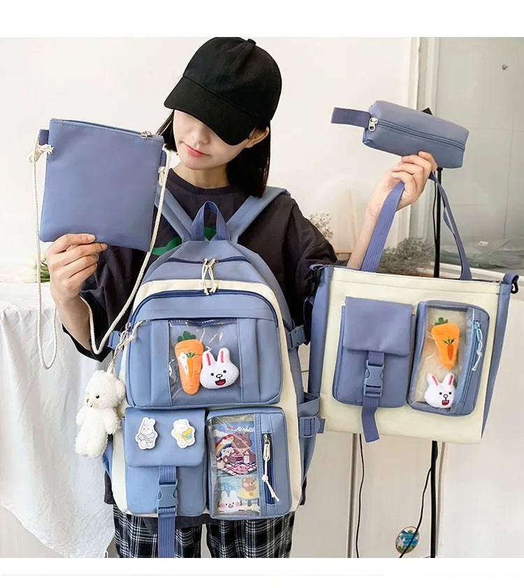 4-Piece Kawaii School Backpack Set