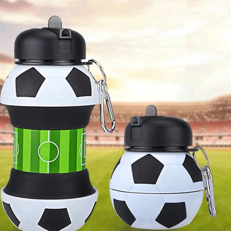 Football Shaped Folding Silicone Water Bottle