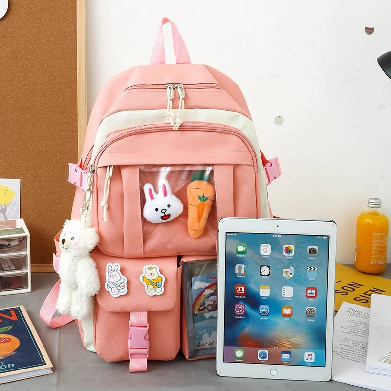 4-Piece Kawaii School Backpack Set