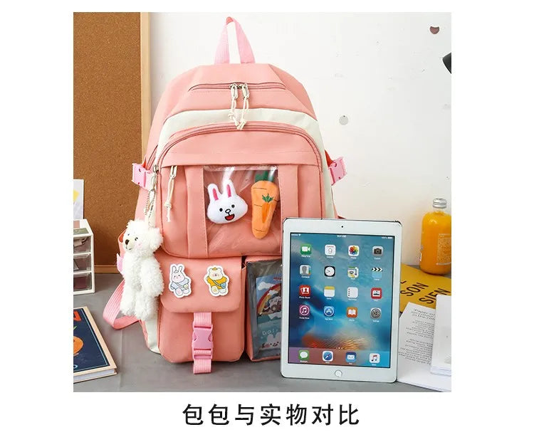 4-Piece Kawaii School Backpack Set