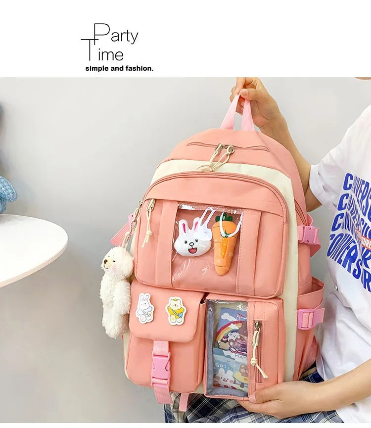 4-Piece Kawaii School Backpack Set