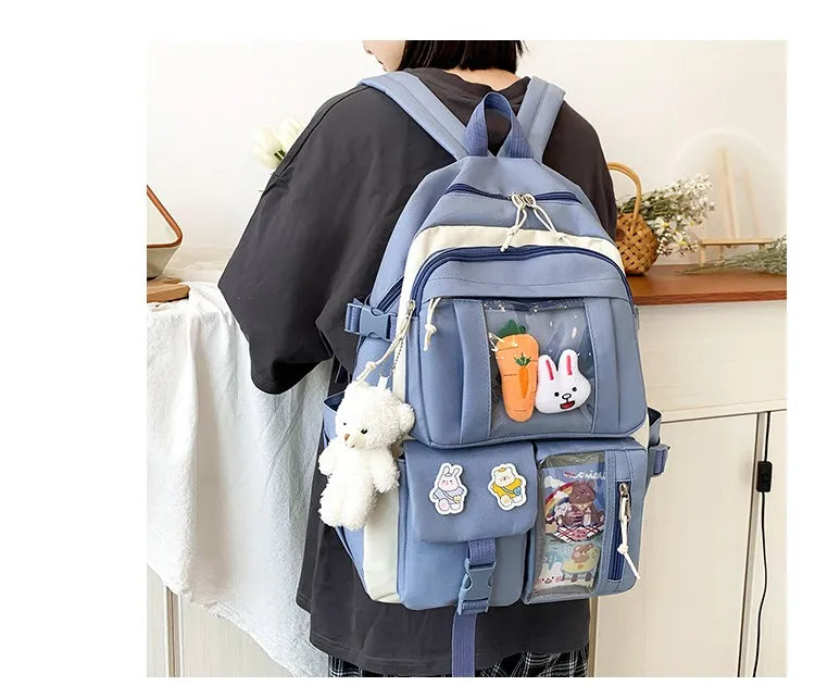 4-Piece Kawaii School Backpack Set
