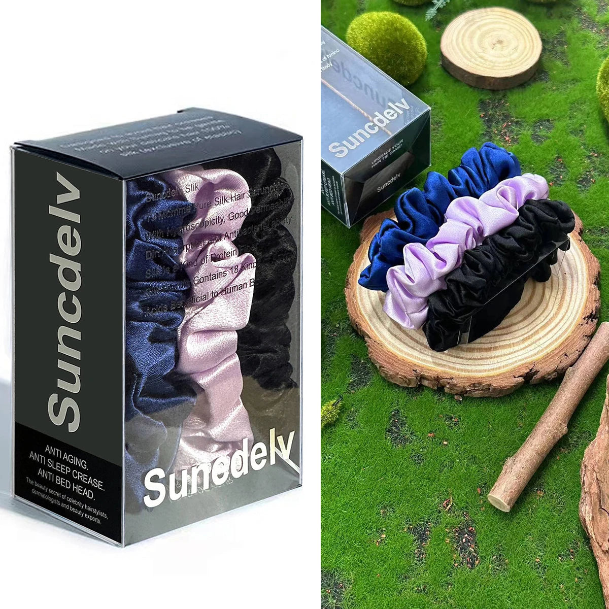 3PCS Mulberry Silk Hair Scrunchies