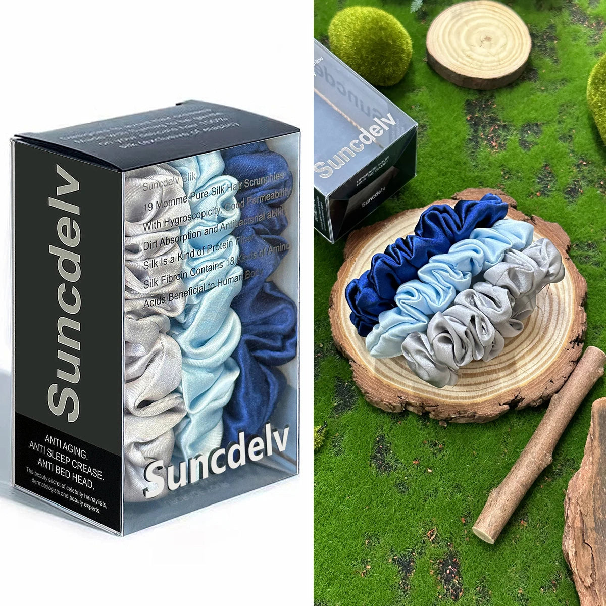 3PCS Mulberry Silk Hair Scrunchies