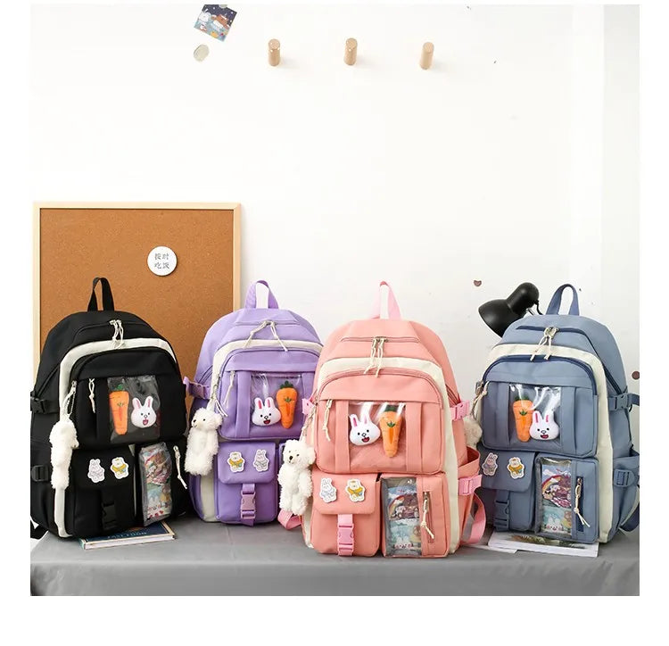 4-Piece Kawaii School Backpack Set