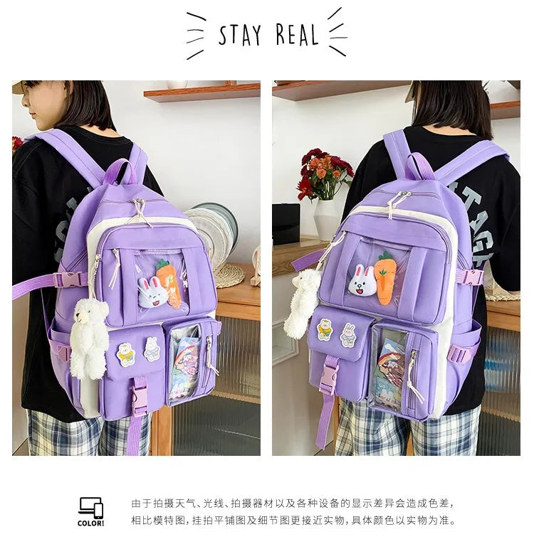 4-Piece Kawaii School Backpack Set