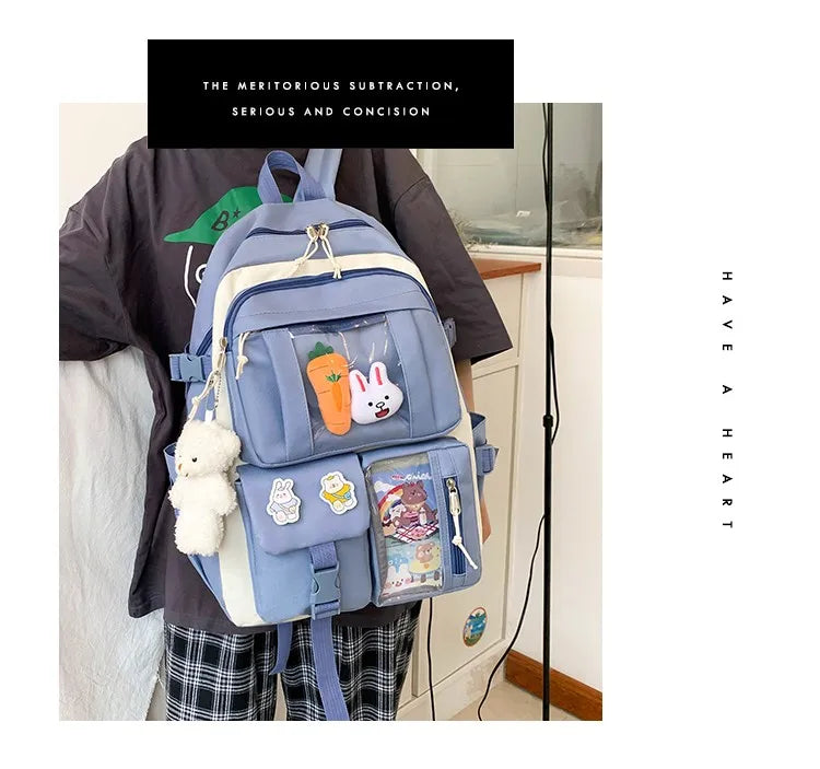 4-Piece Kawaii School Backpack Set