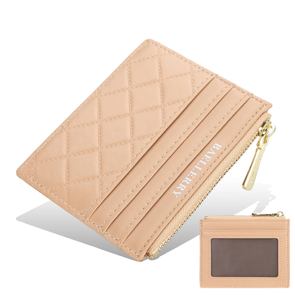 Mini Women's Slim Zipper Leather Wallet