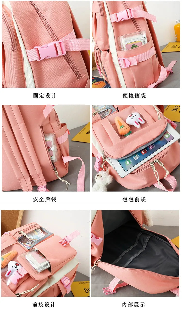 4-Piece Kawaii School Backpack Set