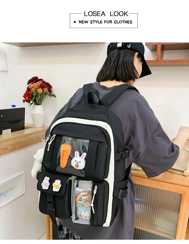 4-Piece Kawaii School Backpack Set