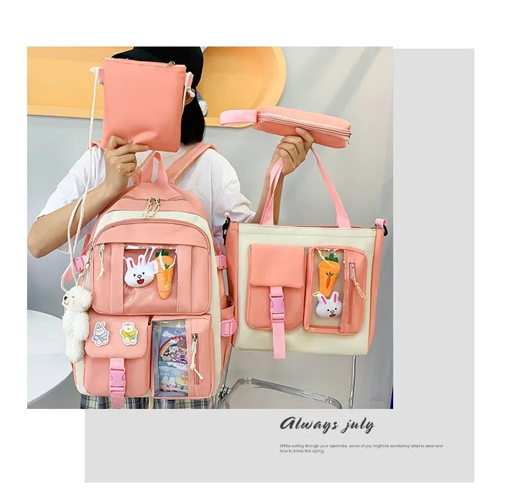 4-Piece Kawaii School Backpack Set