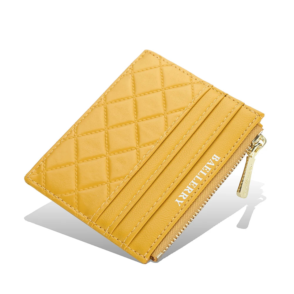 Mini Women's Slim Zipper Leather Wallet