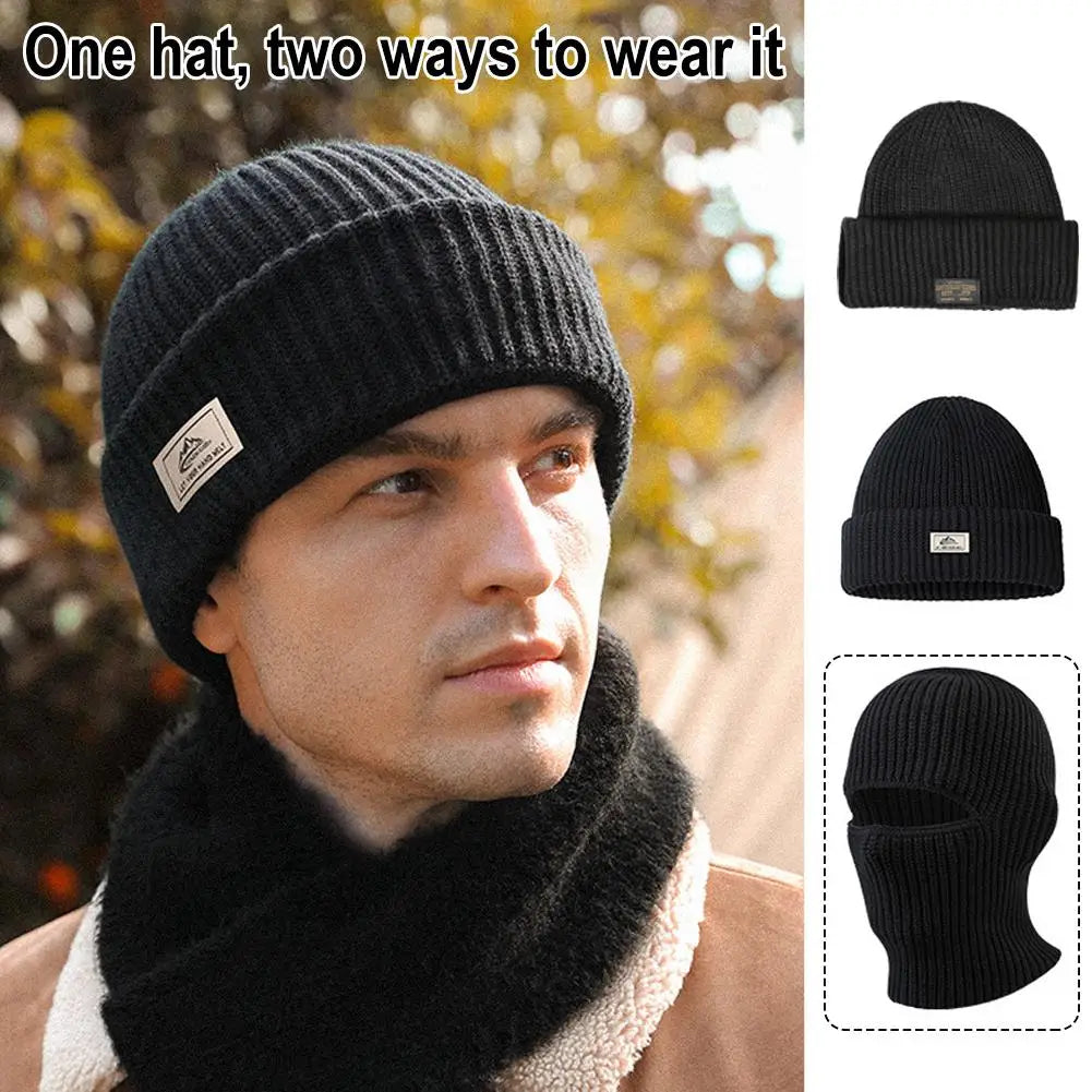 2 In 1 Mask Beanies Men Winter Balaclava Hat