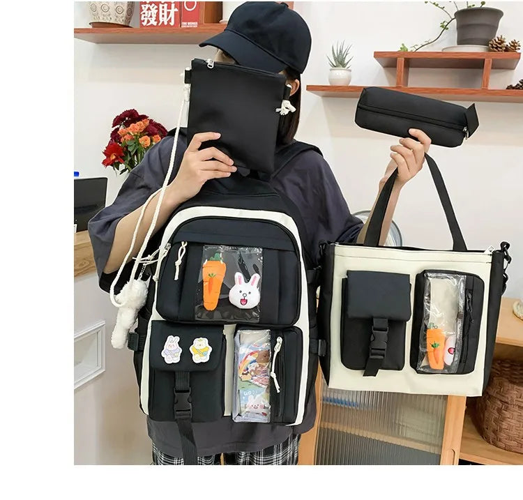 4-Piece Kawaii School Backpack Set