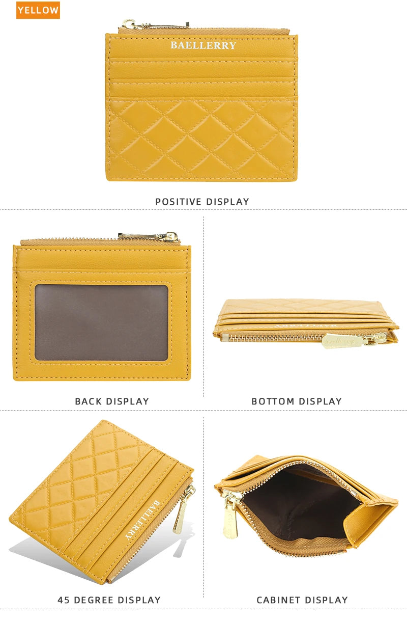 Mini Women's Slim Zipper Leather Wallet