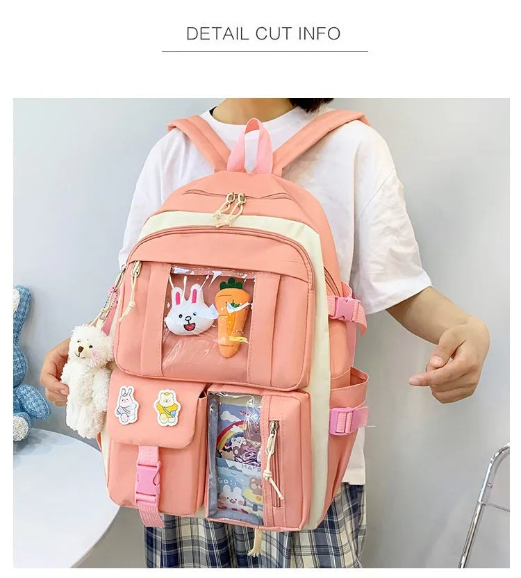 4-Piece Kawaii School Backpack Set