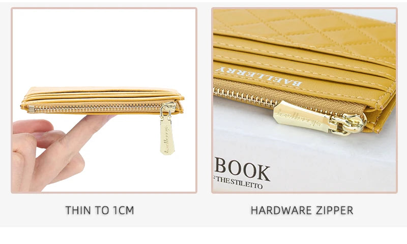 Mini Women's Slim Zipper Leather Wallet