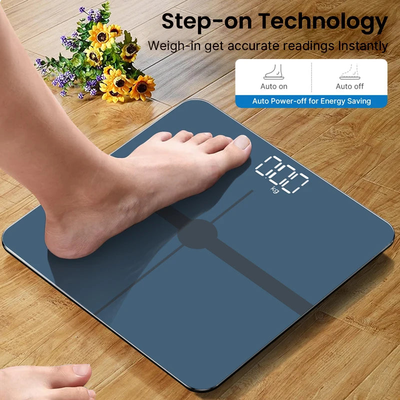 Blue Digital Bathroom Scale for Body Weight