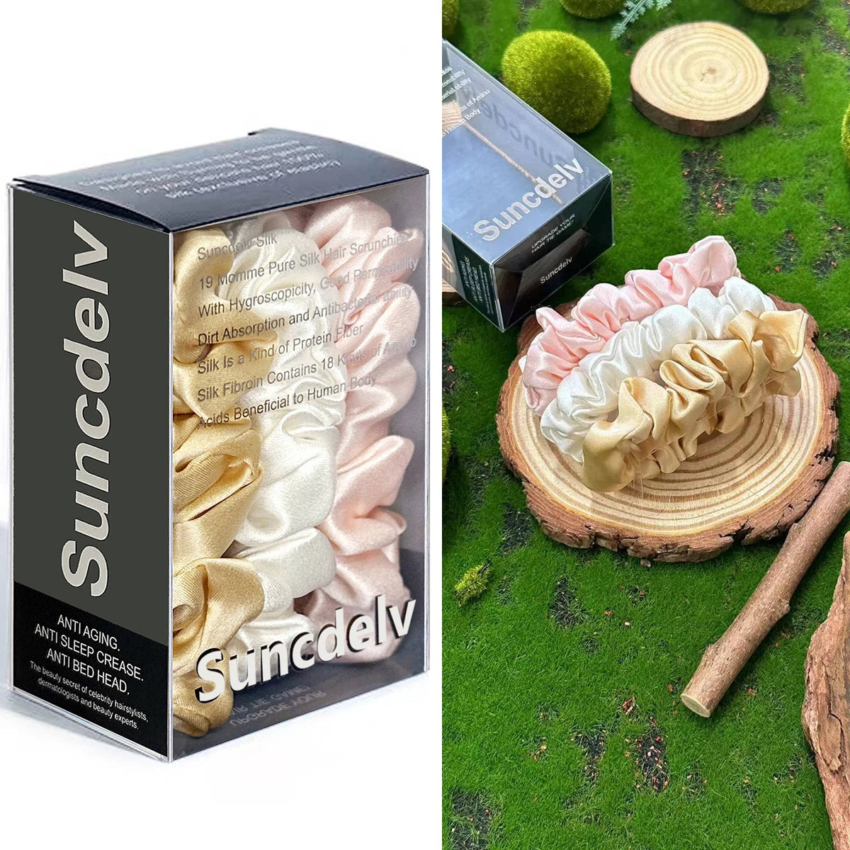 3PCS Mulberry Silk Hair Scrunchies