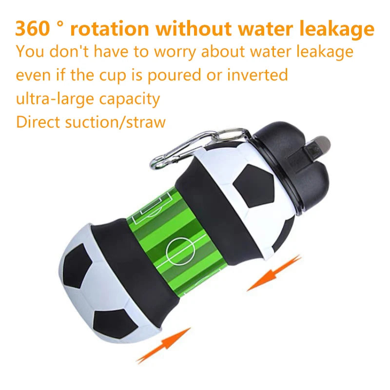 Football Shaped Folding Silicone Water Bottle