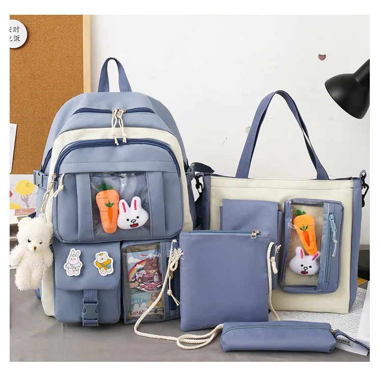 4-Piece Kawaii School Backpack Set