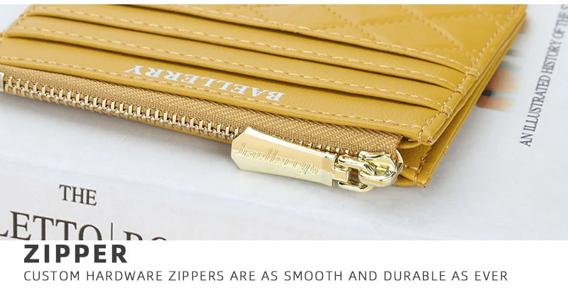 Mini Women's Slim Zipper Leather Wallet