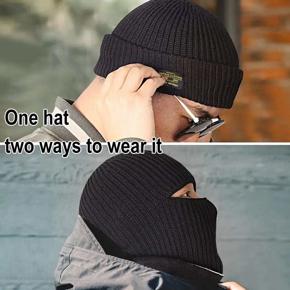 2 In 1 Mask Beanies Men Winter Balaclava Hat