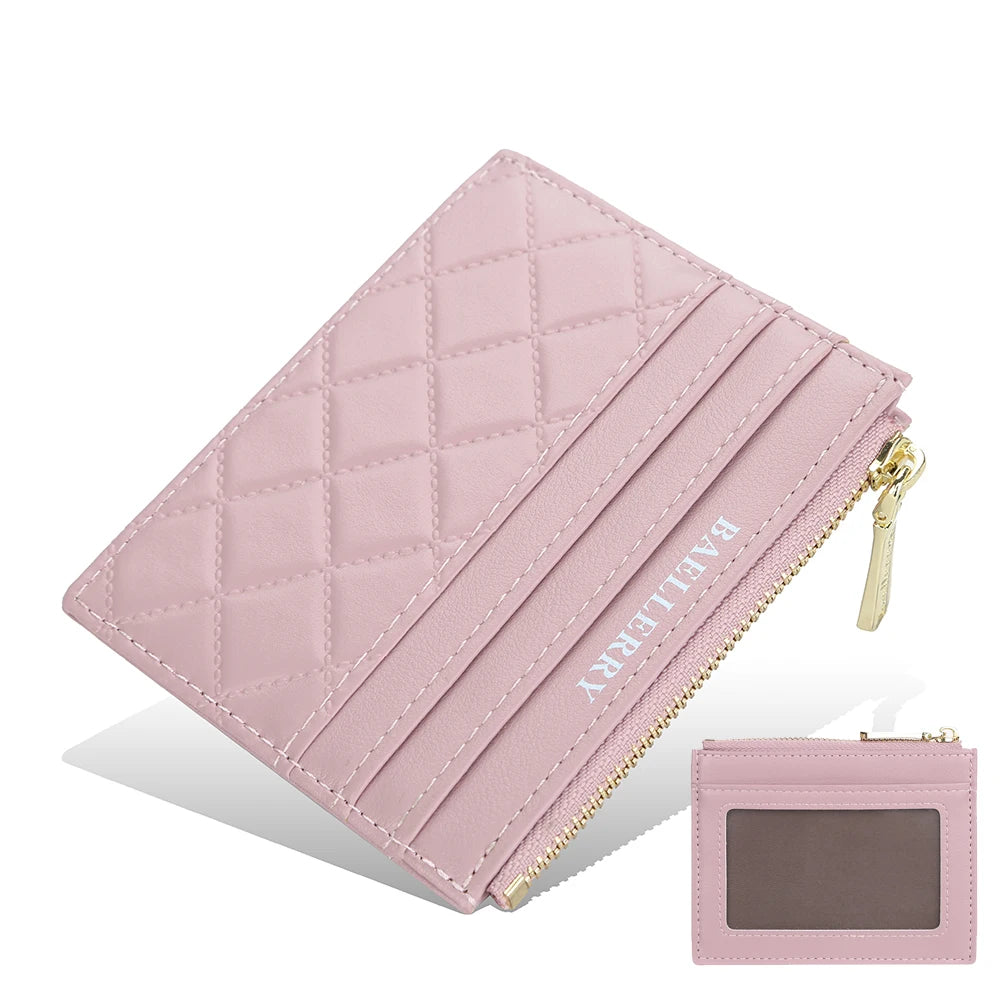 Mini Women's Slim Zipper Leather Wallet
