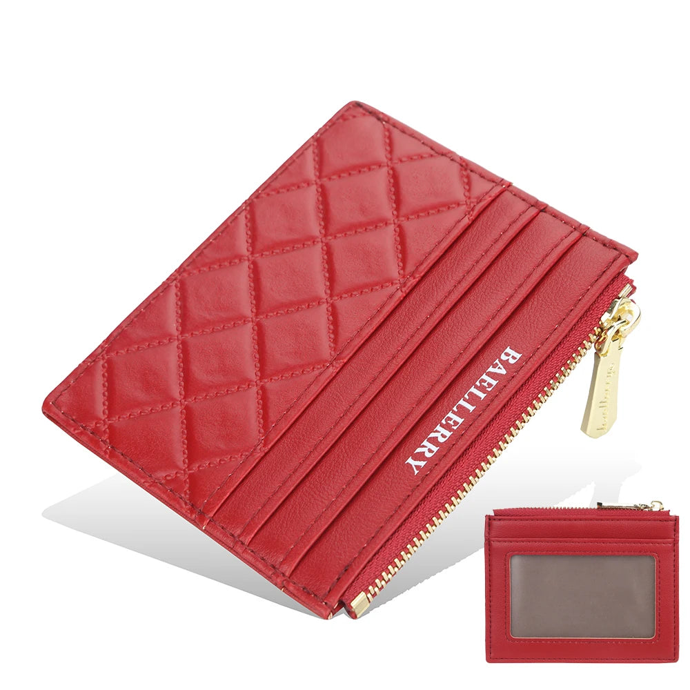 Mini Women's Slim Zipper Leather Wallet