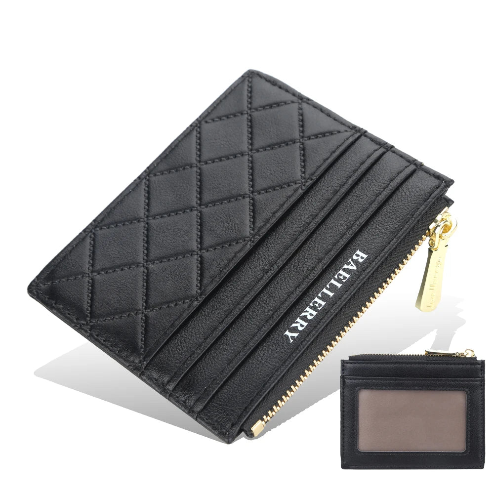 Mini Women's Slim Zipper Leather Wallet